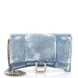 Balenciaga Hourglass Chain Wallet Printed Blue
